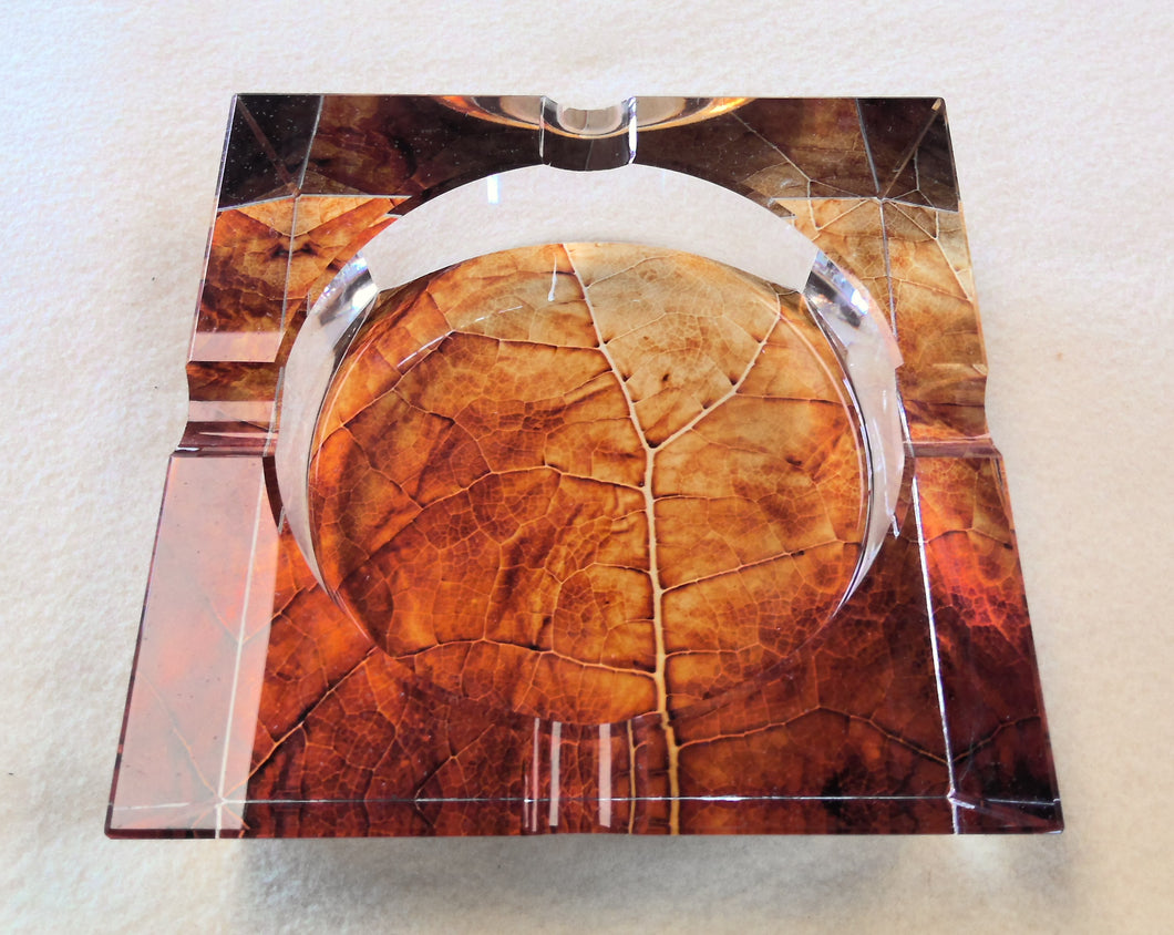 Tobacco Leaf Glass Ashtray