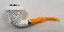 Load image into Gallery viewer, Block Meerschaum, Large Ornate Dragon/Flower with Sterling Silver, by Ahmet Govem
