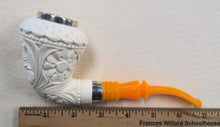 Load image into Gallery viewer, Block Meerschaum, Large Ornate Dragon/Flower with Sterling Silver, by Ahmet Govem
