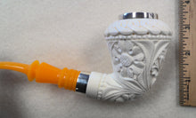 Load image into Gallery viewer, Block Meerschaum, Large Ornate Dragon/Flower with Sterling Silver, by Ahmet Govem
