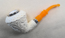 Load image into Gallery viewer, Block Meerschaum, Large Ornate Dragon/Flower with Sterling Silver, by Ahmet Govem
