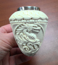 Load image into Gallery viewer, Block Meerschaum, Large Ornate Dragon/Flower with Sterling Silver, by Ahmet Govem
