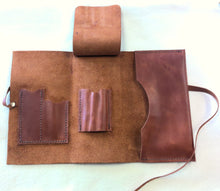 Load image into Gallery viewer, Leather Pipe Pouch Roll-Up
