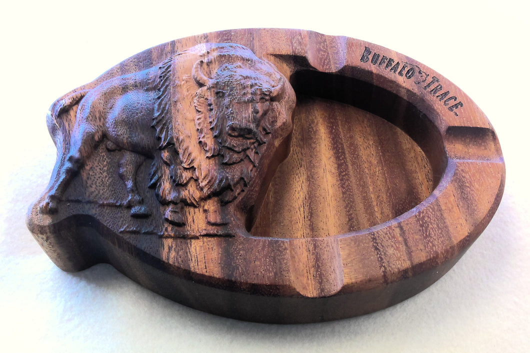 Ashtray, Buffalo Trace Wood Ashtray, 3 Stick