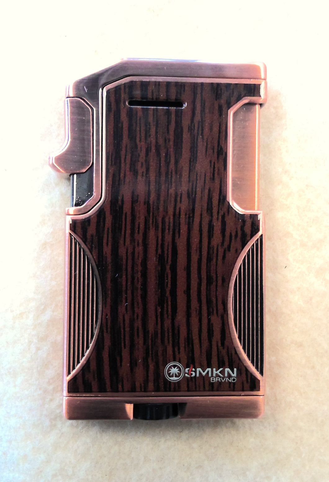 SMKN Dual Flame (soft flame and single torch), brown wood and copper